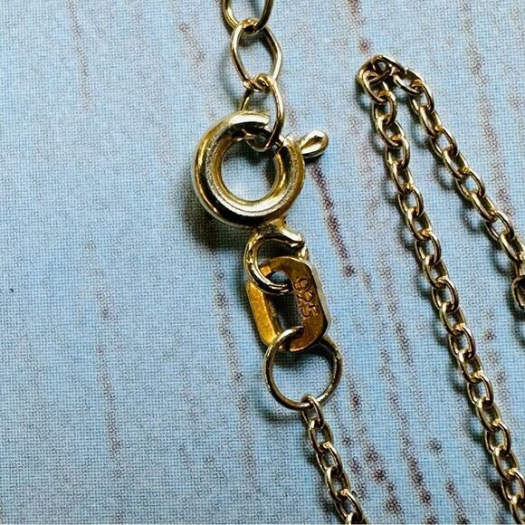 Sterling Silver Gold Wash N Initial Crystal Necklace - Picture 3 of 3